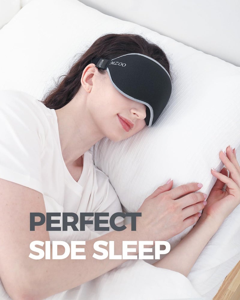 MZOO Luxury Sleep Mask for Back and Side Sleeper, Completely Block Out Light Sleeping Eye Mask for Women Men, Zero Eye Pressure 3D Contoured Night Blindfold, Breathable & Soft Eye Shade Cover Black - Image 2