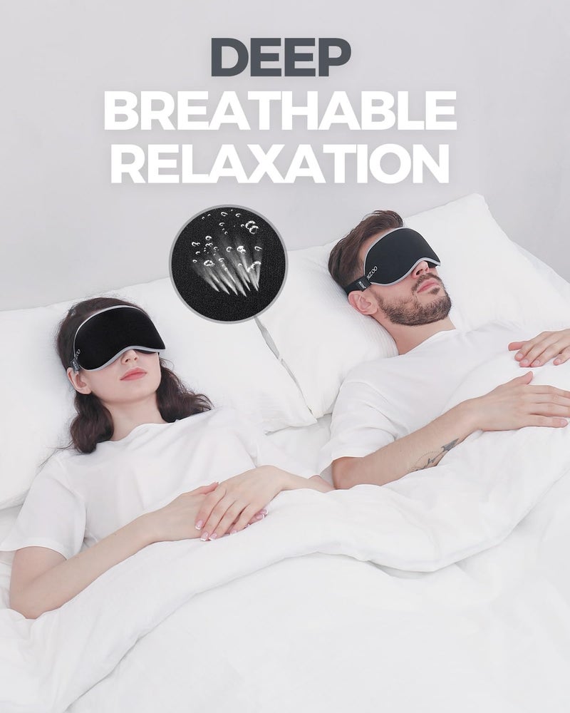 MZOO Luxury Sleep Mask for Back and Side Sleeper, Completely Block Out Light Sleeping Eye Mask for Women Men, Zero Eye Pressure 3D Contoured Night Blindfold, Breathable & Soft Eye Shade Cover Black - Image 5