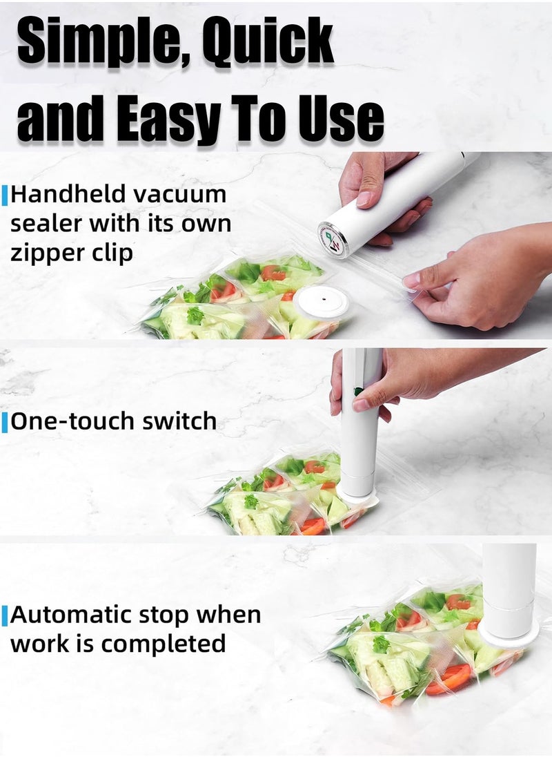 HEROCKX Vacuum Sealer Food Vacuum Saver with 5 Pcs Sealer Bags one-touch start  low noise Mini portable  White  - Image 2