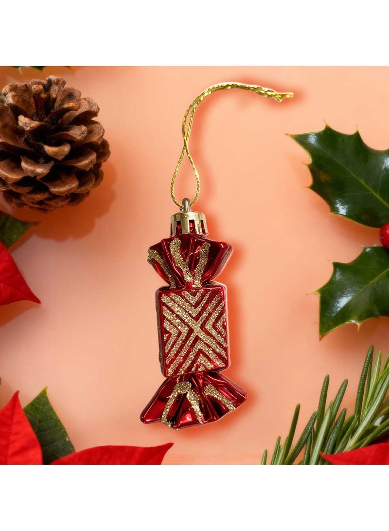 Trentor مجموعة زينة حلوى شجرة عيد الميلاد 5 قطع باللون الأحمر (7 سم) - Image 2