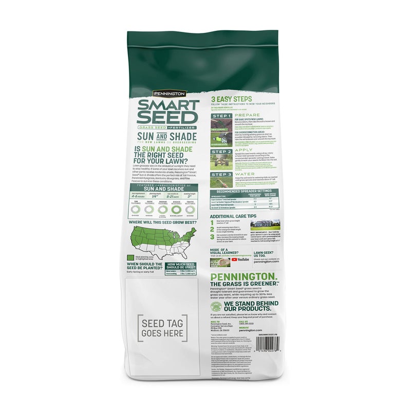 Pennington 100543719 Smart Seed Sun and Shade Grass Mix 7 lb, Black Label - Image 2