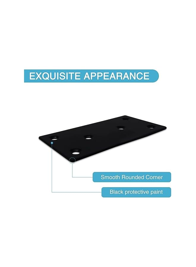 promass 8PCS Black Flat Mending Plate, Stainless Steel Flat Bracket with Holes, Metal Straight Brace Repair Joining Fixing Bracket for Wood with 48PCS Screws (3.94 X 1.97 Inch) - Image 3