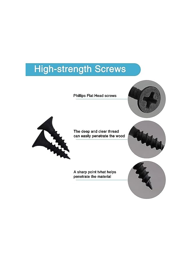 promass 8PCS Black Flat Mending Plate, Stainless Steel Flat Bracket with Holes, Metal Straight Brace Repair Joining Fixing Bracket for Wood with 48PCS Screws (3.94 X 1.97 Inch) - Image 2