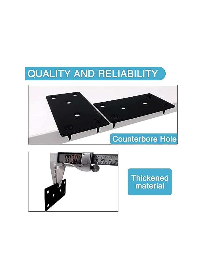 promass 8PCS Black Flat Mending Plate, Stainless Steel Flat Bracket with Holes, Metal Straight Brace Repair Joining Fixing Bracket for Wood with 48PCS Screws (3.94 X 1.97 Inch) - Image 4