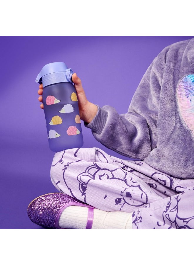 ion8 Ion8 Small Water Bottle, 350 ml/12 oz, Leak Proof, Easy to Open, Secure Lock, Dishwasher Safe, BPA Free, Carry Handle, Hygienic Flip Cover, Easy Clean, Odor Free, Carbon Neutral, Purple, Hedgehog  - Image 2