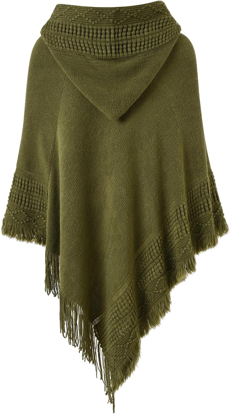 Ferand Ladies' Hooded Cape with Fringed Hem, Crochet Poncho Knitting Patterns for Women - Image 2