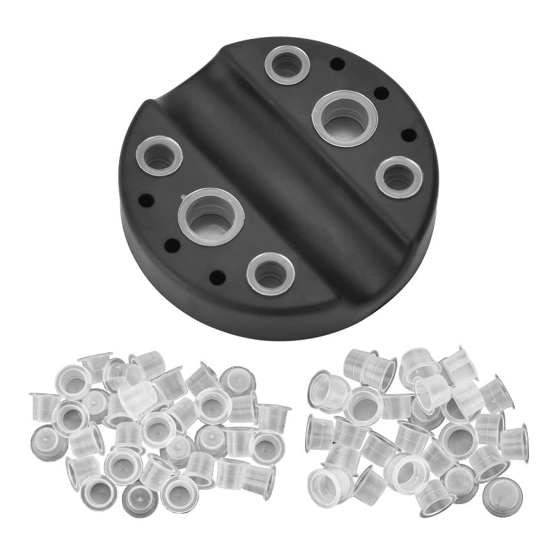 ATOMUS ATOMUS 101pcs Tattoo Ink Caps Kit with 1pc Cup Holder 100pcs Mixed S M Tattoo Ink Cups 6 Holes Ink Caps Holder for Tattoo Ink Tattoo Supplies Tattoo Sets
