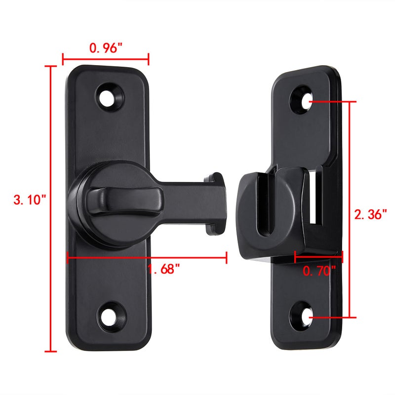 INIRET Black Enhanced Security Flip Latch Lock - Heavy-Duty 90/180 Degree Sliding and Swing Door Latch for Barns, Gates, and More - Image 2