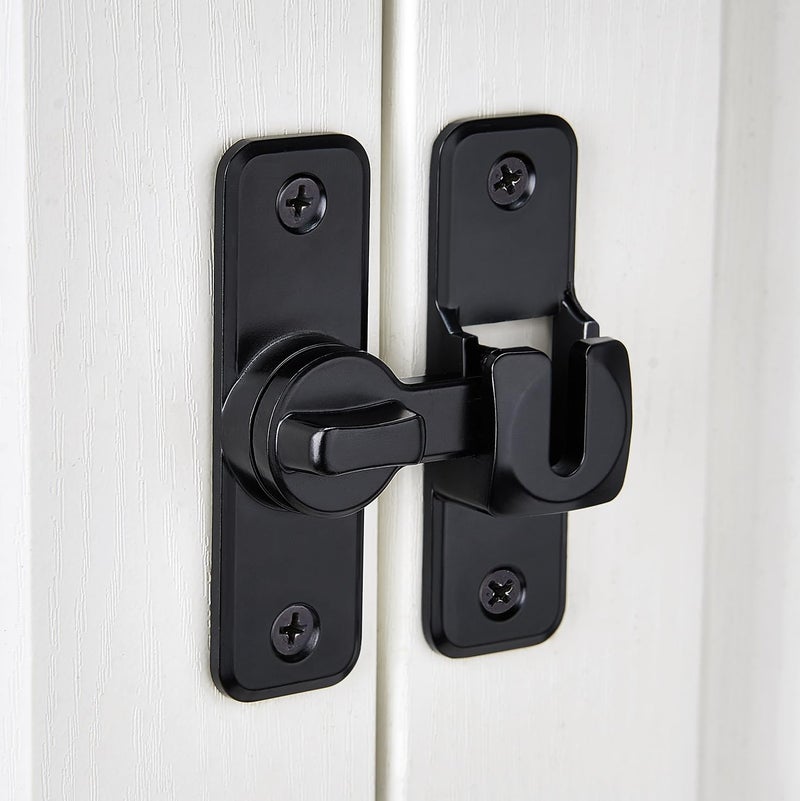 INIRET Black Enhanced Security Flip Latch Lock - Heavy-Duty 90/180 Degree Sliding and Swing Door Latch for Barns, Gates, and More - Image 4
