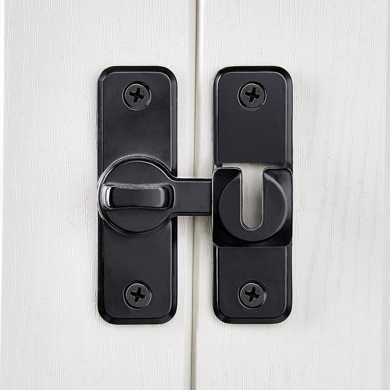 INIRET Black Enhanced Security Flip Latch Lock - Heavy-Duty 90/180 Degree Sliding and Swing Door Latch for Barns, Gates, and More - Image 5