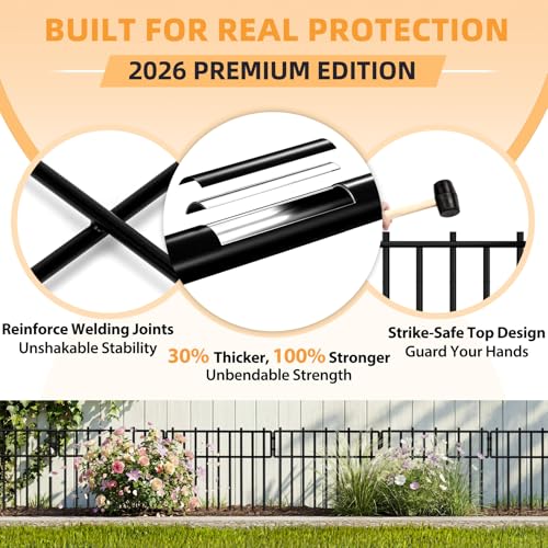 HIHADUUM 1.2" Gap Animal Barrier Fence - 10 Pack Garden Fence Animal Barrier Panels with 3.75mm Thick Heavy-Duty, Rustproof No Dig Fencing for Animals Dog Fence Outdoor for Yard Garden Edging Border - Image 3