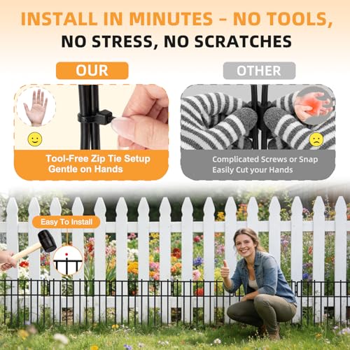 HIHADUUM 1.2" Gap Animal Barrier Fence - 10 Pack Garden Fence Animal Barrier Panels with 3.75mm Thick Heavy-Duty, Rustproof No Dig Fencing for Animals Dog Fence Outdoor for Yard Garden Edging Border - Image 5