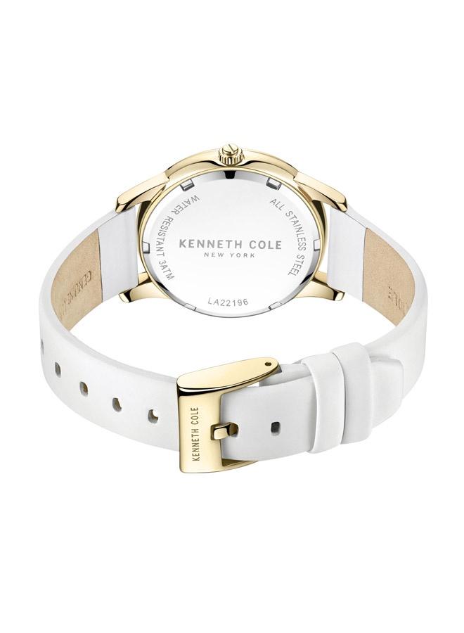 ساعة كينيث كول نيويورك للنساء بحزام جلد أبيض أصلي...