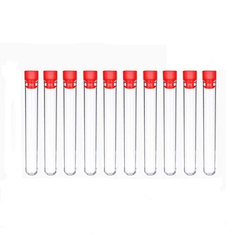 30PCS Plastic Clear Test Tubes with Caps for Scientific ExperimentsSchool Teaching Storing Beads Liquids 12100mm
