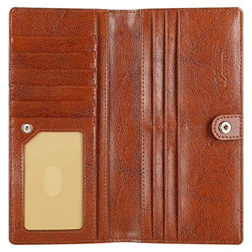 Lavemi Ultra Slim Thin Leather Women Wallet RFID Blocking Credit Card Holder Bifold Long Ladies Billfold (2-Waxed Brown) - Image 3