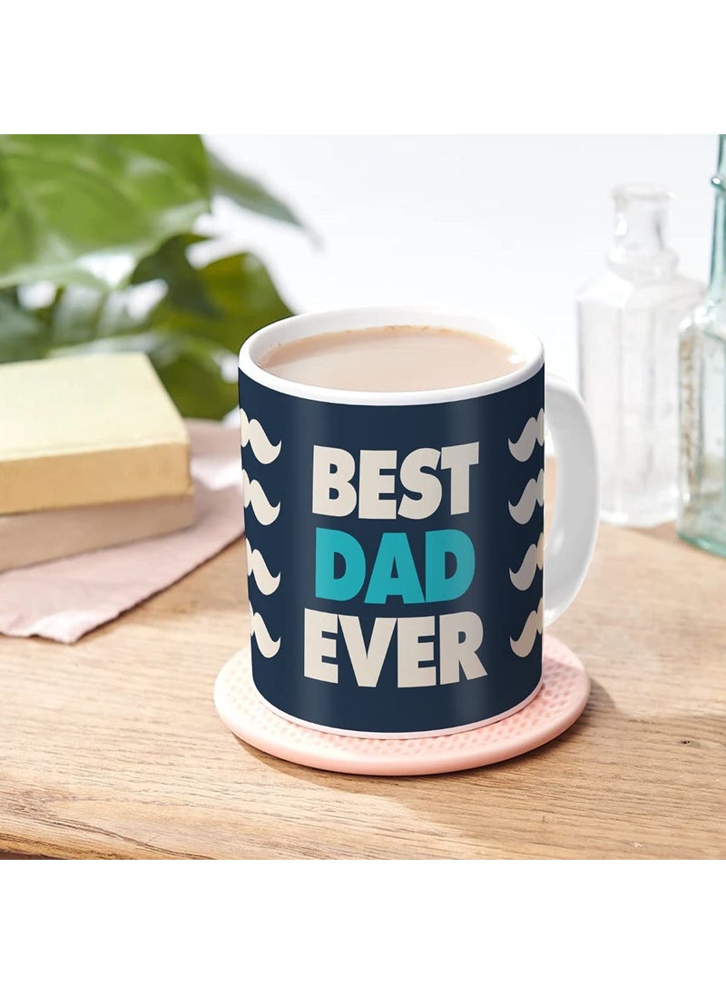 Indigifts - Indigifts Cushion Cover with Filler & Coffee Mug | Best Dad Ever Printed | Gift for Father,Birthday Gift for Papa, Grandfather, Father, Cushion for Car, Gift for Daddy(Blue) - Image 1