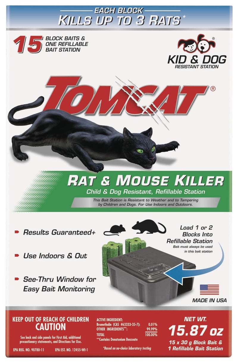 Tomcat Rat & Mouse Killer Child & Dog Resistant, Refillable Station, 1 Station, 15 Bait Blocks (4-Pack) - Image 3