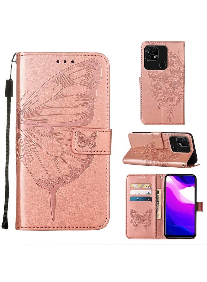 The Bros Case For Xiaomi Redmi 10C Global/10 India Embossed Butterfly Leather Phone Case