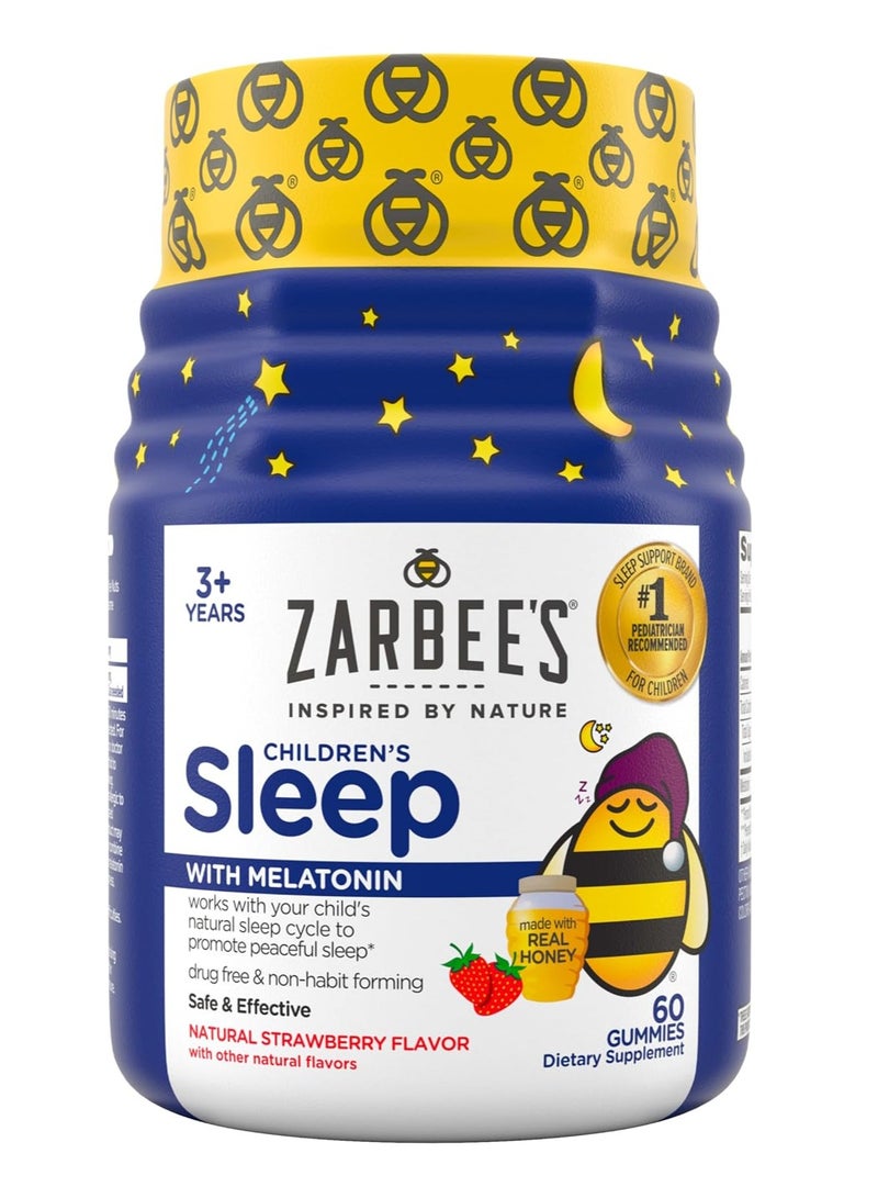 Zarbee's Naturals Children's Sleep With Melatonin Dietary Supplement - Natural Strawberry - 60 Gummies