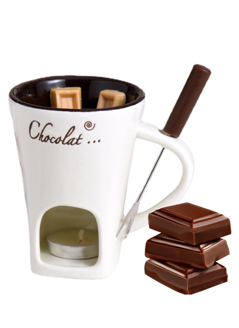 KASTWAVE - Chocolate Fondue Cup, 130ml Ceramic Chocolate Fondue Mug, Creative Melt Hot Pot Cup for Butter, Caramel, Cute Chocolate Fondue Cup for Chocolate, Cheese, High-Temperature-Resistant - Image 1
