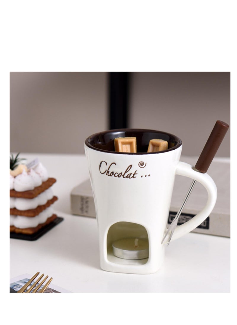 KASTWAVE - Chocolate Fondue Cup, 130ml Ceramic Chocolate Fondue Mug, Creative Melt Hot Pot Cup for Butter, Caramel, Cute Chocolate Fondue Cup for Chocolate, Cheese, High-Temperature-Resistant - Image 1
