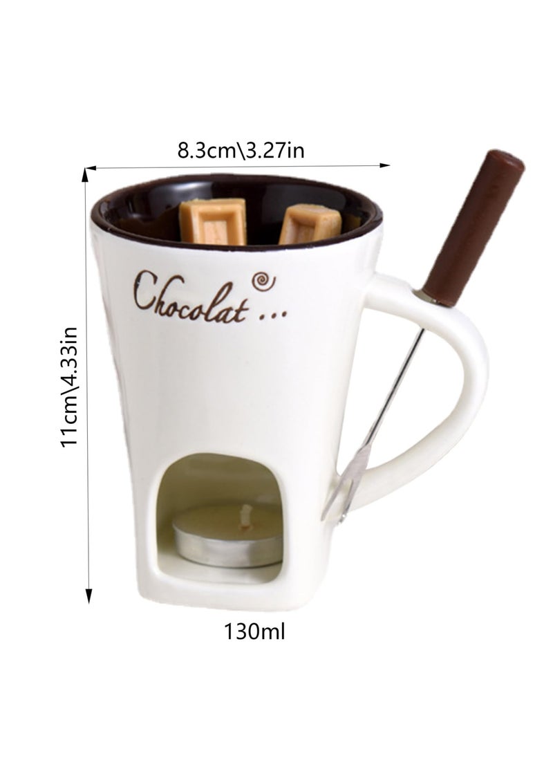KASTWAVE - Chocolate Fondue Cup, 130ml Ceramic Chocolate Fondue Mug, Creative Melt Hot Pot Cup for Butter, Caramel, Cute Chocolate Fondue Cup for Chocolate, Cheese, High-Temperature-Resistant - Image 1