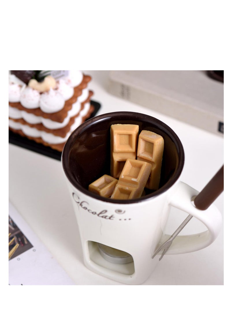 KASTWAVE - Chocolate Fondue Cup, 130ml Ceramic Chocolate Fondue Mug, Creative Melt Hot Pot Cup for Butter, Caramel, Cute Chocolate Fondue Cup for Chocolate, Cheese, High-Temperature-Resistant - Image 1