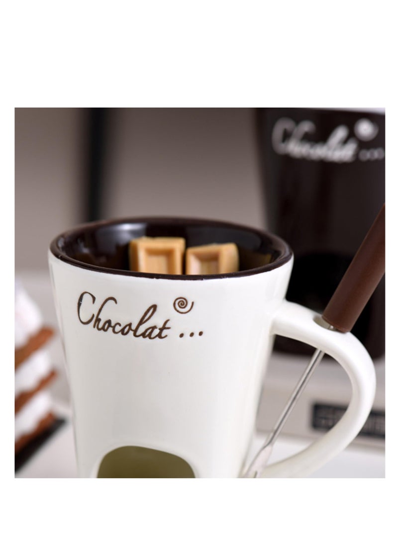 KASTWAVE - Chocolate Fondue Cup, 130ml Ceramic Chocolate Fondue Mug, Creative Melt Hot Pot Cup for Butter, Caramel, Cute Chocolate Fondue Cup for Chocolate, Cheese, High-Temperature-Resistant - Image 1