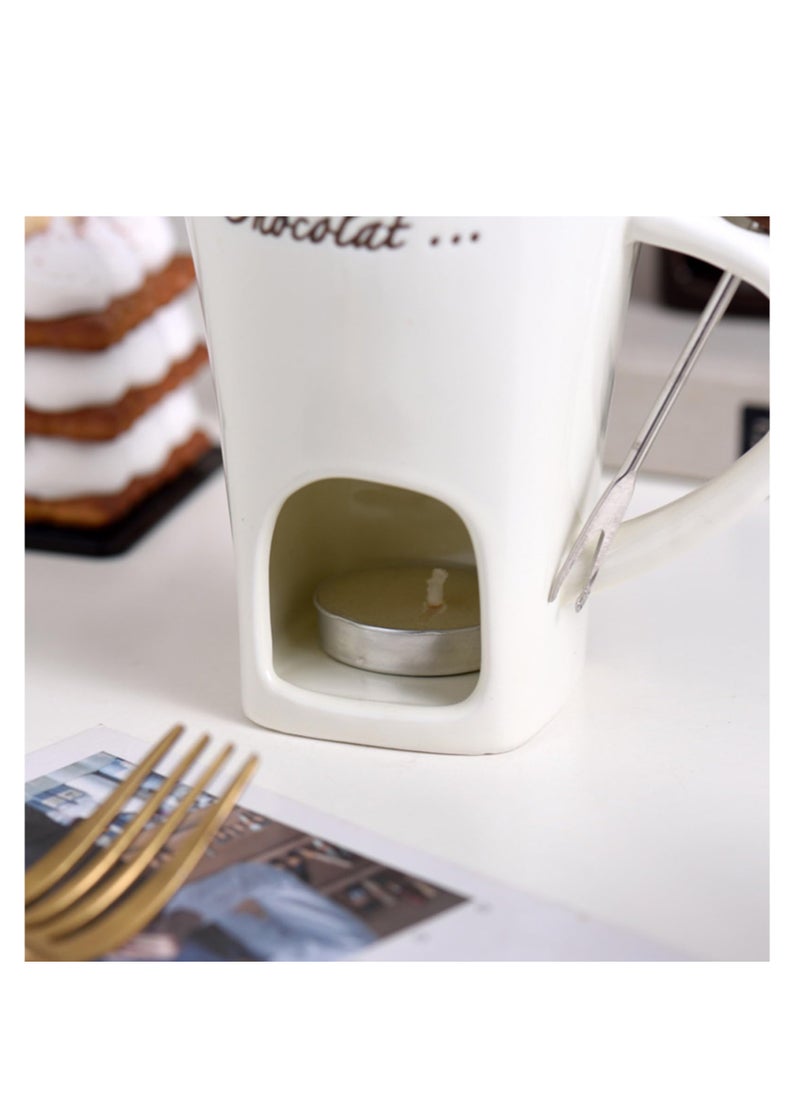 KASTWAVE - Chocolate Fondue Cup, 130ml Ceramic Chocolate Fondue Mug, Creative Melt Hot Pot Cup for Butter, Caramel, Cute Chocolate Fondue Cup for Chocolate, Cheese, High-Temperature-Resistant - Image 1