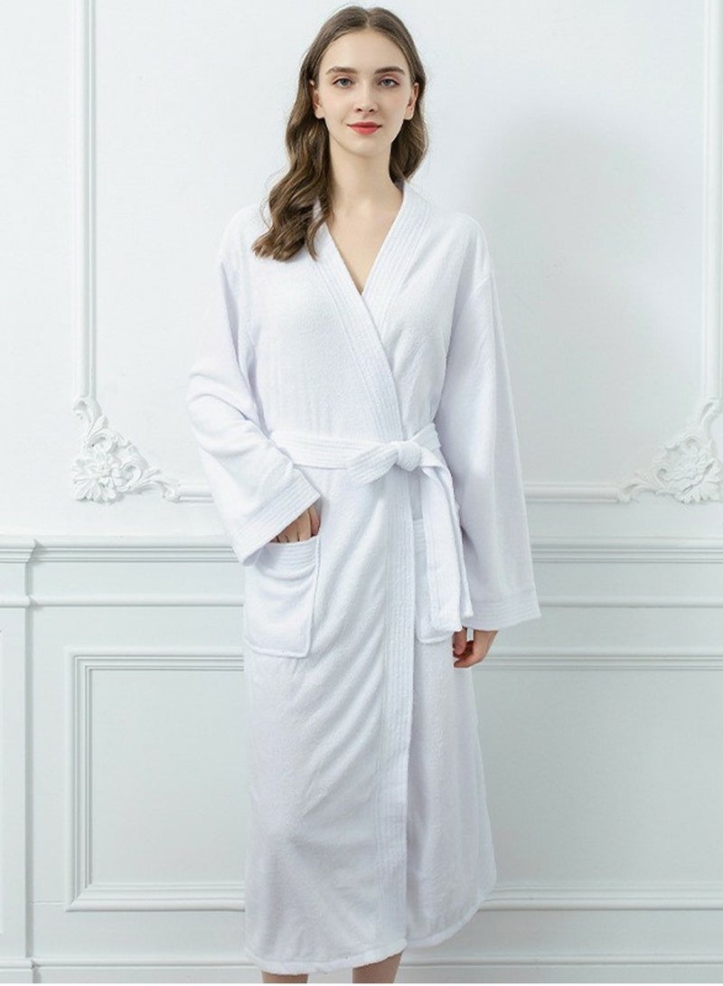 Loquat Unisex Lightweight Robes Terry Cloth Bathrobe Soft Night-Robe White - Image 1