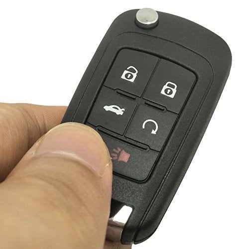 Arruweer Replacement Key Fob Cover Case Shell Fit for Chevy Cruze Camaro Equinox Impala Malibu Sonic 5 Buttons Keyless Entry Remote Flip Key Shell - Image 3