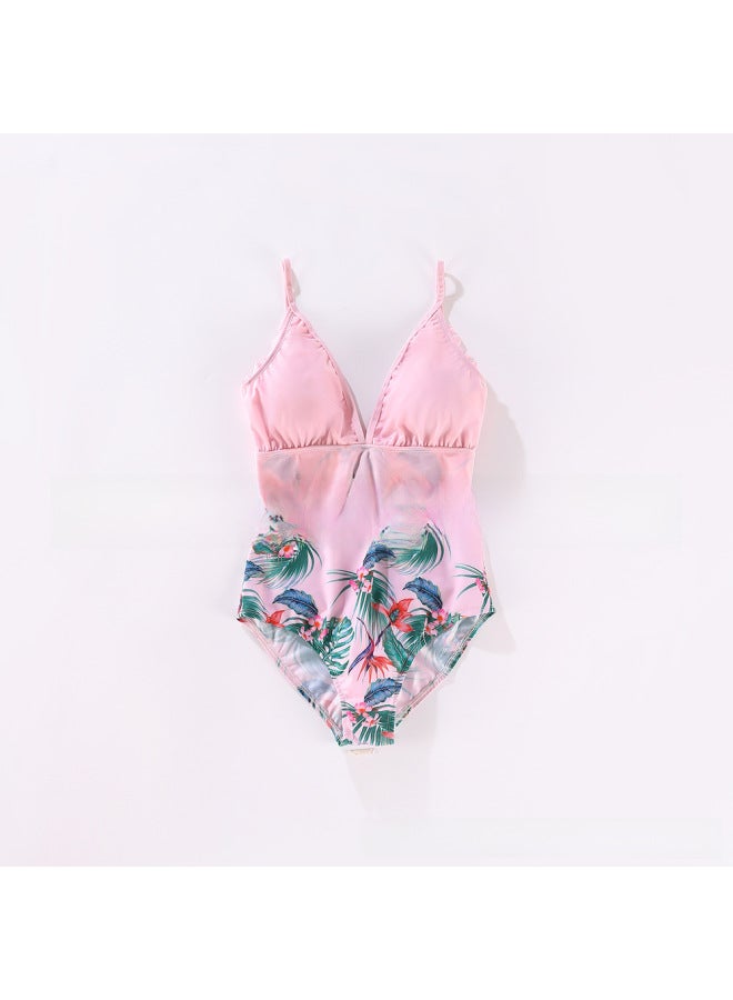 Loquat Original Design 2023 Mother-daughter Father-son Swimsuit European And American Parent-child Family Pink Nylon Swimsuit-Color:Picture In The Same Color- - Image 3