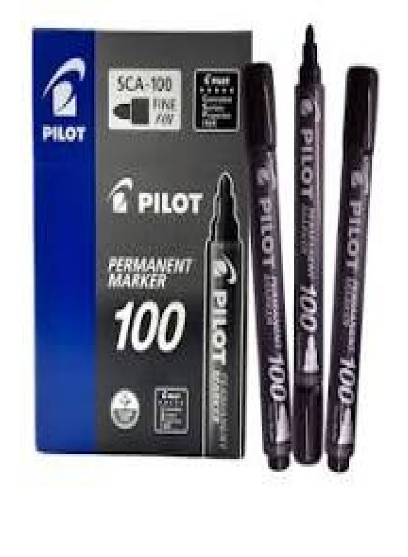 PERMENANT MARKER PILOT -SCA 100-BLACK FINE TIP PACK OF 12 PCS