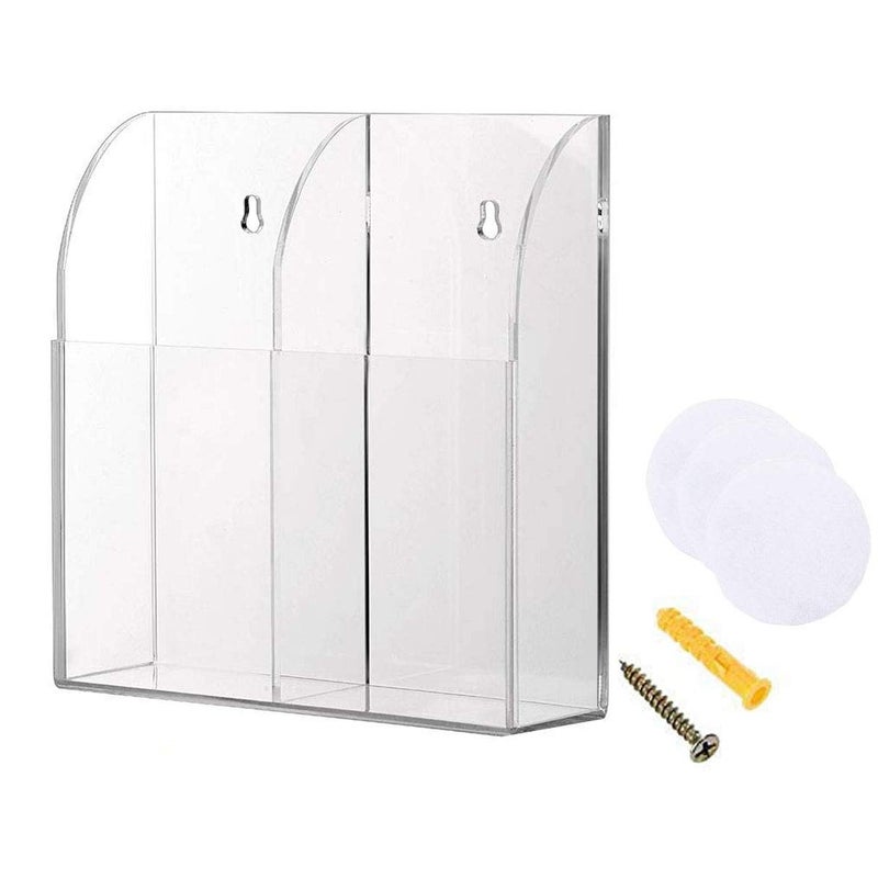 mollensiuer Clear Acrylic TV Remote Control Holder Remote Control Caddy Wall Mount Media Organizer Storage Box Rack for Phone Air Conditioner TV Remote Control Storage Case, 2 Grids - Image 1