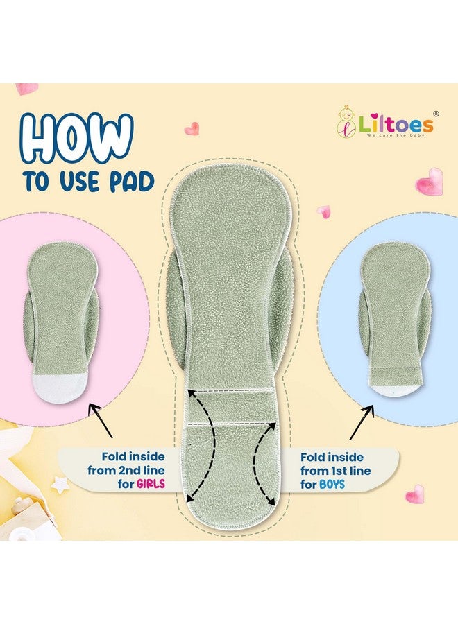 Liltoes Cloth Diapers For New Born Babies 0 To 3 Years | Reusable Premium Cloth Nappies Pack Of 3 (3 Cloth Diapers + 3 Inserts) |Flying Saucer + Boogie Monkey + Jazzy Lines - Image 2