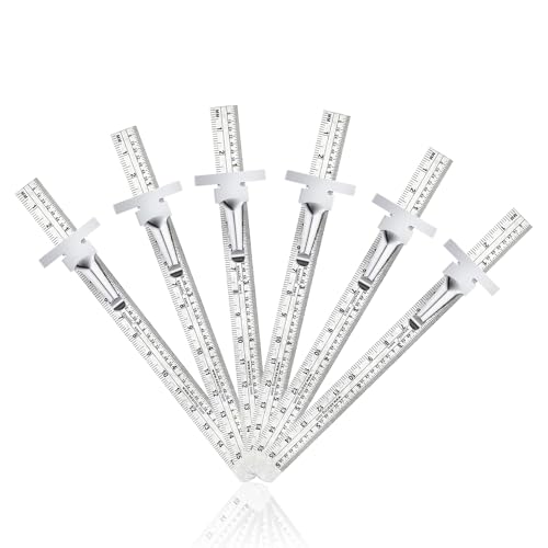 KEARING 6 Inch 15 cm Pocket Ruler Stainless Steel with Detachable Clips Imperial Metric Graduations 6 Pieces Perfect for Woodworking Design Engineering and Office Supplies - Image 1