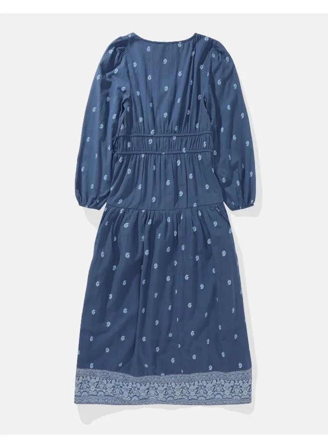 American Eagle Tie Side Midi Shirt Dress