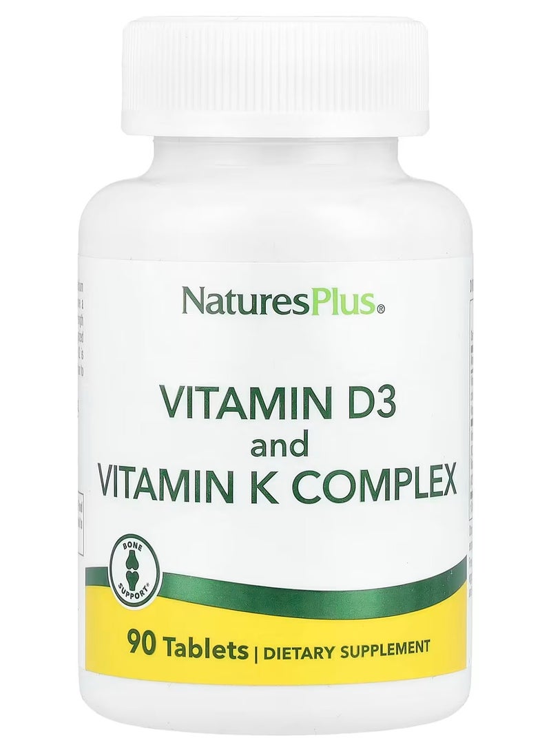 NaturesPlus Vitamin D3 and Vitamin K Complex, 90 Tablets - Image 1