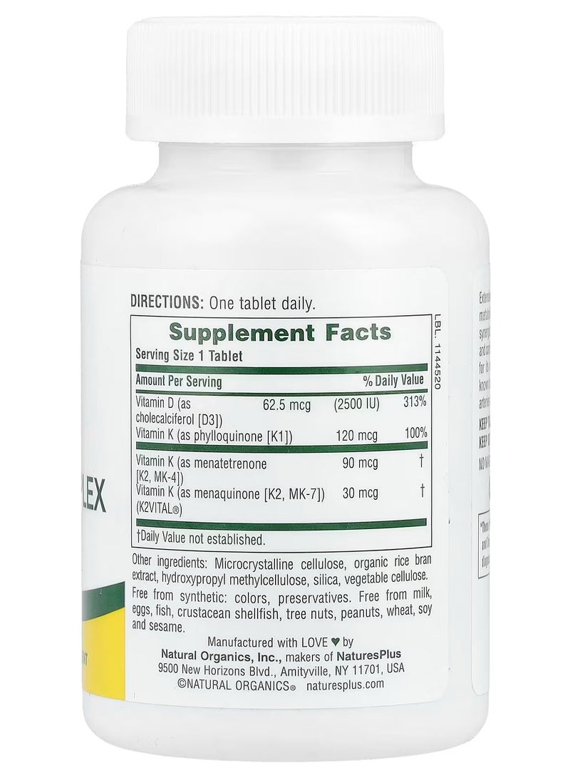 NaturesPlus Vitamin D3 and Vitamin K Complex, 90 Tablets - Image 2