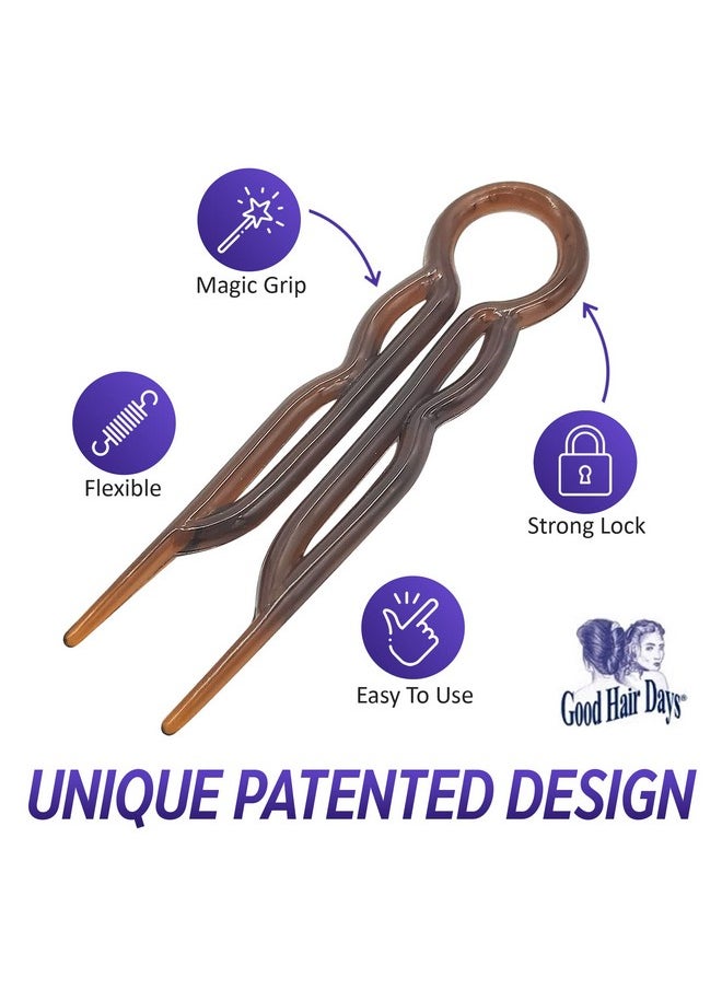 Good Hair Days Hair Pins Plastic U Shaped Magic Grip Hairpins Strong Durable Pins For Fine Thick & Long Hair Hair Styling Accessories Set Of 20 (Tortoise Shell)  - Image 5