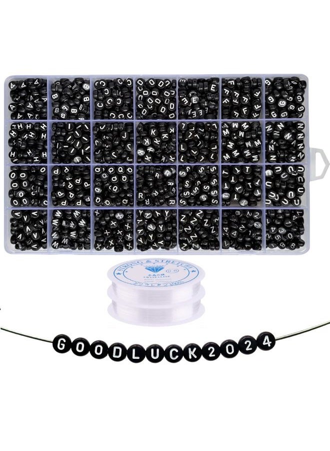 Looconi Amaney 1400pcs 4x7mm Black Round Acrylic Alphabet Letter Beads A-Z for Jewelry Making 7x4mm US - Image 1