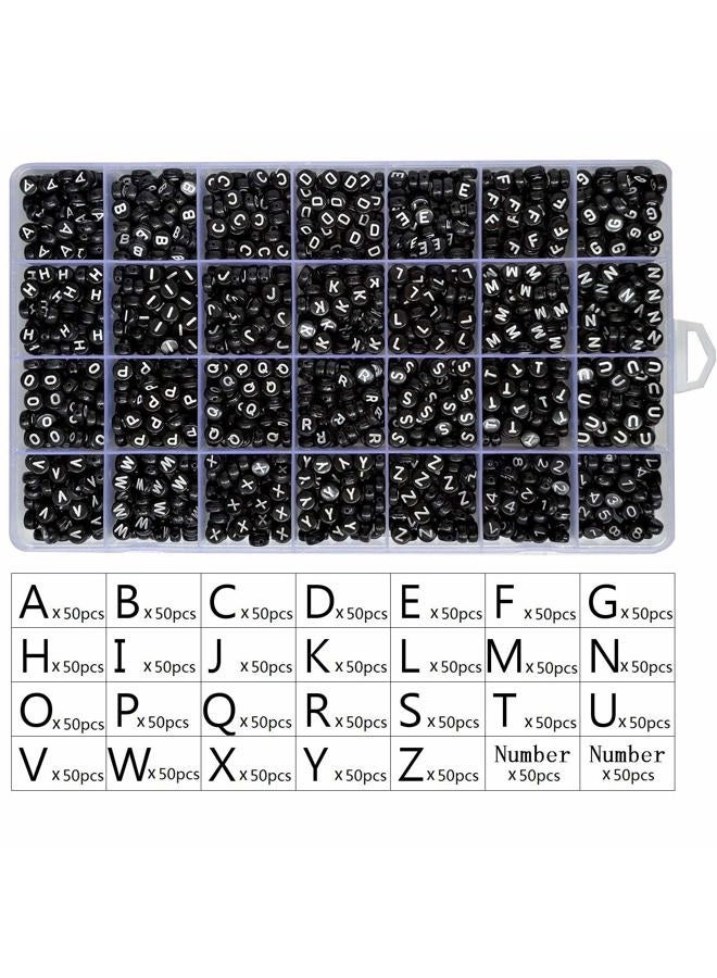 Looconi Amaney 1400pcs 4x7mm Black Round Acrylic Alphabet Letter Beads A-Z for Jewelry Making 7x4mm US - Image 3