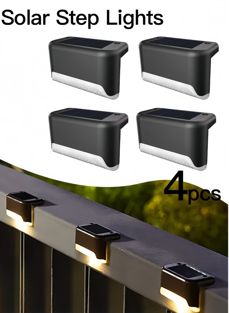 Lee Yon 4 Pcs Waterproof Solar Step Lights for Outdoor Stairs, Step, Fence, Yard, Pathway and Garden (Warm White) - Image 1