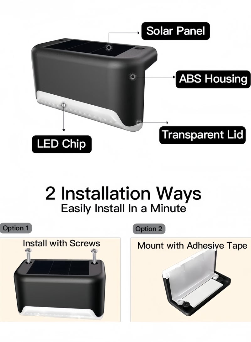 Lee Yon 4 Pcs Waterproof Solar Step Lights for Outdoor Stairs, Step, Fence, Yard, Pathway and Garden (Warm White) - Image 4