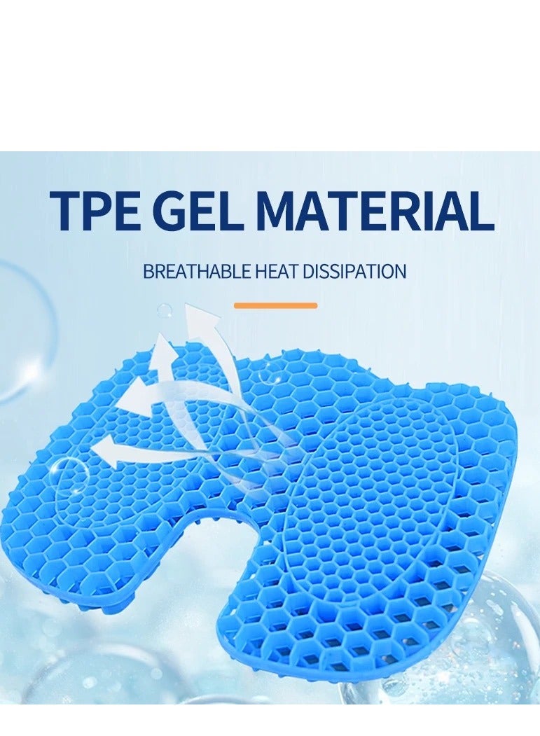 Gel Seat Cushion, U-shaped Breathable Honeycomb Design Gel Seat Cushion, Memory Cushion for Tailbone Pain Pressure Relief, for Long Sitting, Sciatica, Tailbone Pain Relief, Office Wheelchair Cushion - Image 1