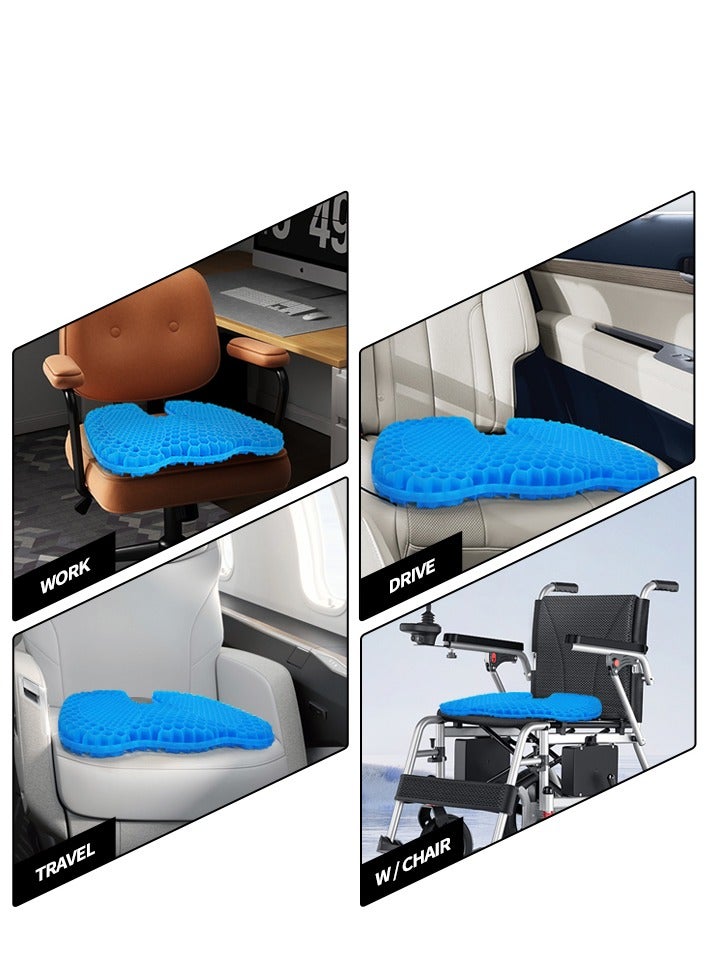 Gel Seat Cushion, U-shaped Breathable Honeycomb Design Gel Seat Cushion, Memory Cushion for Tailbone Pain Pressure Relief, for Long Sitting, Sciatica, Tailbone Pain Relief, Office Wheelchair Cushion - Image 4