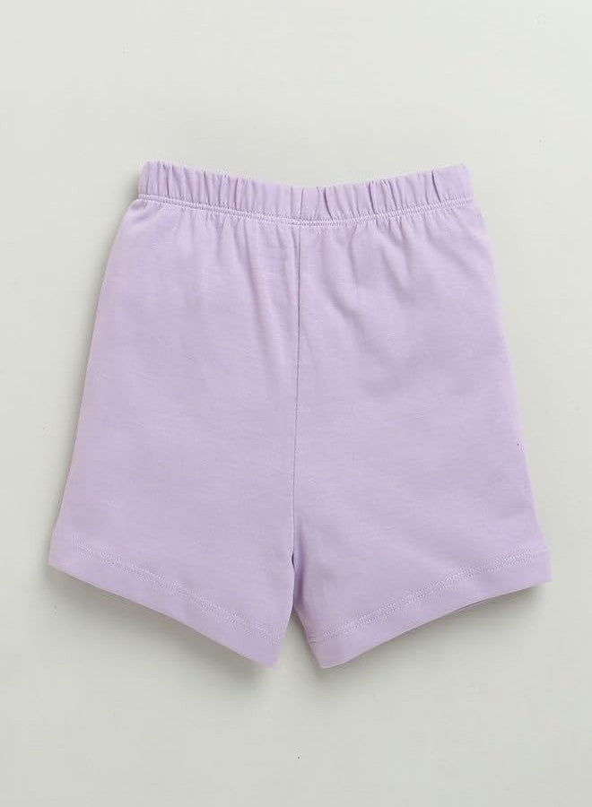 BUMZEE Girls Cotton Half Sleeves T-Shirt & Short Set Yellow & Lavender - 12-18 Months (Peb10462D-ylw) - Image 5