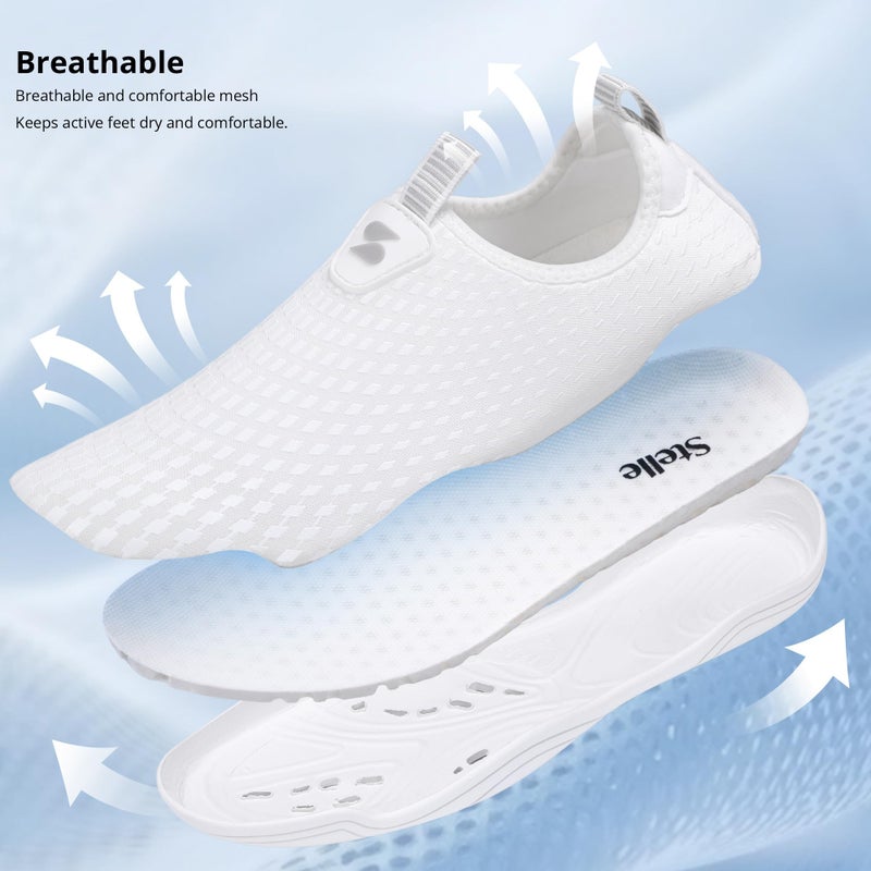 Stelle Water Shoes for Women Men Barefoot Quick Dry Aqua Socks for Swim Beach River Pool Surf Yoga Shower(White,7MW) - Image 4