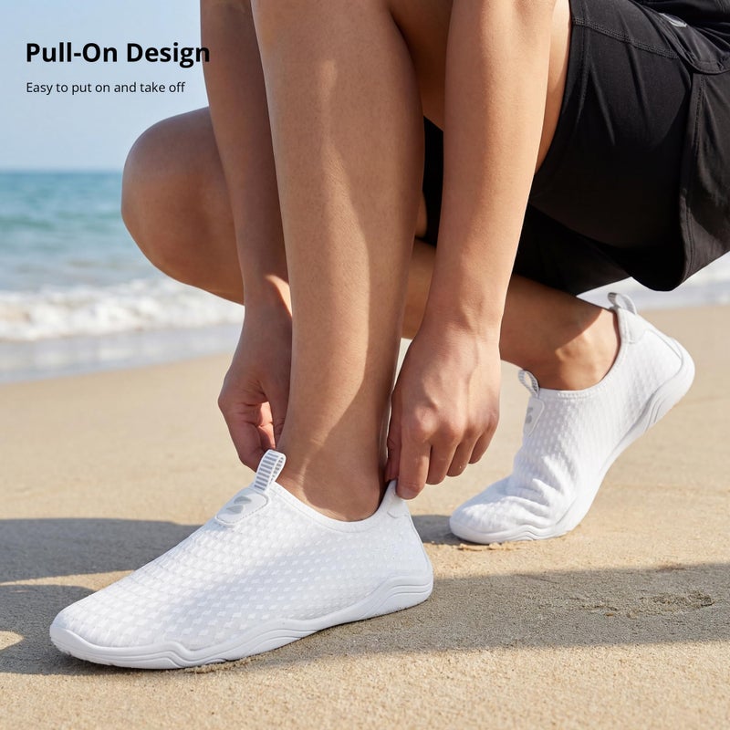 Stelle Water Shoes for Women Men Barefoot Quick Dry Aqua Socks for Swim Beach River Pool Surf Yoga Shower(White,7MW) - Image 3