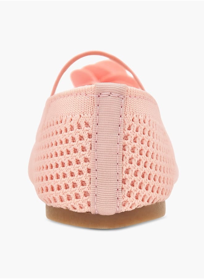 Flora Bella By Shoexpress Girls Textured Ballerina Shoes With Elastic And Flower Detail  - Image 5